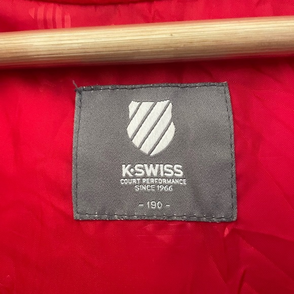 K-SWISS AUTHENTIC RED & GREY PUFFER JACKET FOR MEN’S & WOMEN’S - Picture 12 of 13